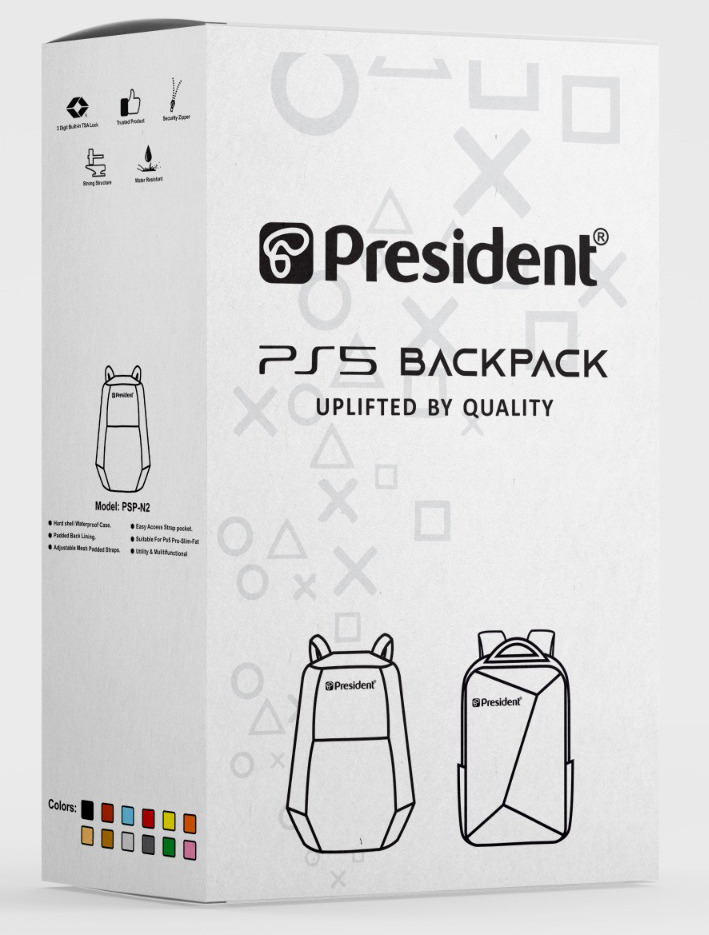 کیف ضد ضربه کنسول ps5 slim برند پرزیدنت رنگ آبی